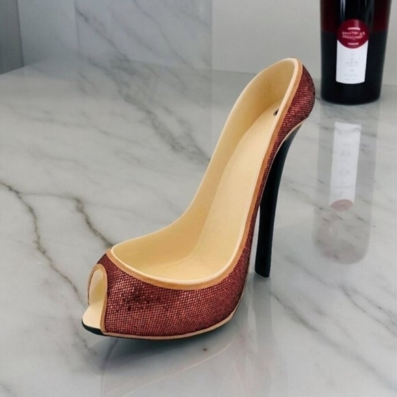 Wild Eye Designs Orange Sequin High Heel Wine Bottle Holder Shoe Display - Picture 2 of 8
